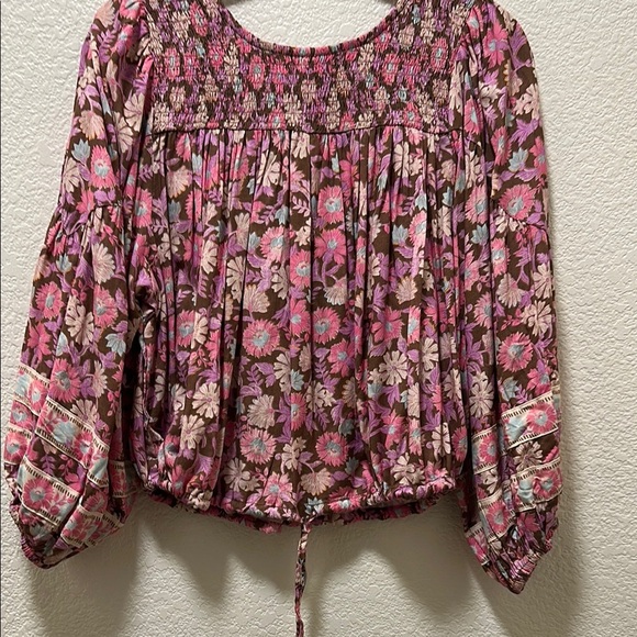 Saltwater LUXE Pink and Red Smocked 3/4 Sleeve Blouse - Picture 4 of 8